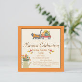 Invitation Automne Chat Rustique & Citrouille Thanksgiving (Debout devant)