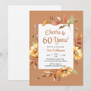 Invitation Automne Cheers à 60 ans 60e anniversaire floral