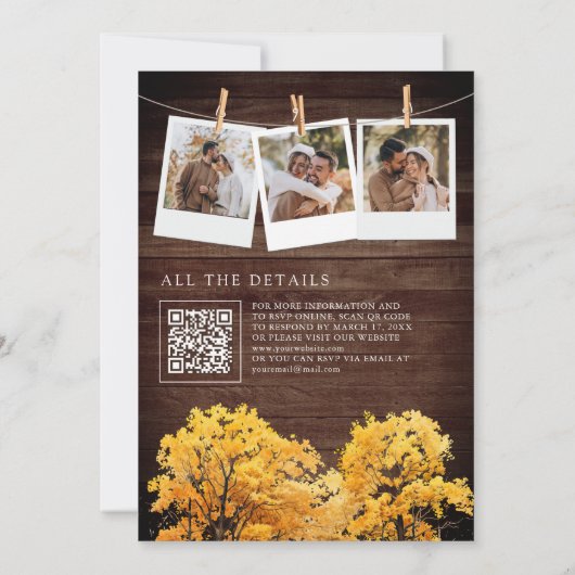 Invitation Automne Chêne d'automne Forêt Chêne QR Code Mariag (Dos)