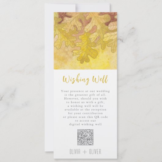 Invitation Automne Chêne Feuille Mariage Wishing Bien Code QR (Devant)