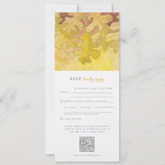 Invitation Automne Chêne Feuilles mariage RSVP QR Code (Devant)