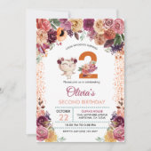 Invitation Automne Chouette florale Anniversaire (Devant)