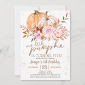 Invitation Automne Citrouille Aquarelle Boho Girl 5e annivers (Devant)