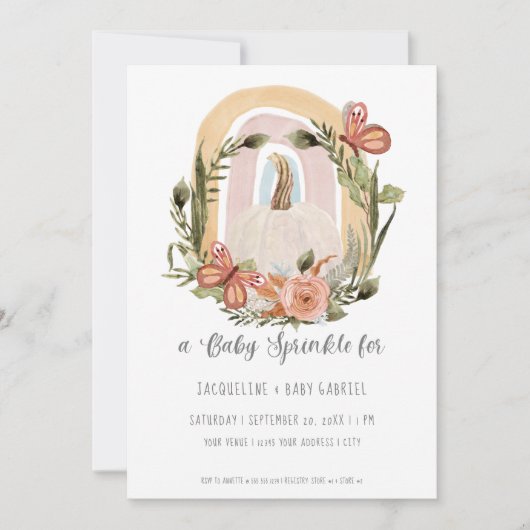 Invitation Automne Citrouille Arc-en-ciel Mustard bleu Blush (Devant)