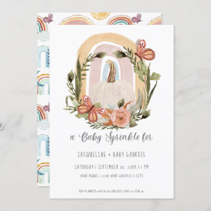 Invitation Automne Citrouille Arc-en-ciel Mustard bleu Blush