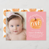 Invitation Automne Citrouille Automne Premier Anniversaire In (Devant / Derrière)