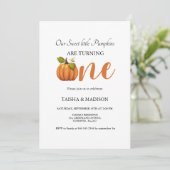 Invitation Automne citrouille automne Twins premier anniversa (Debout devant)