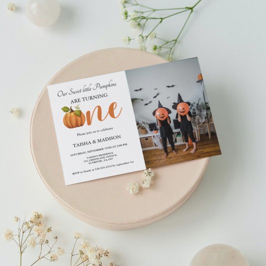 Invitation Automne citrouille automne Twins premier anniversa