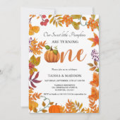 Invitation Automne citrouille automne Twins premier anniversa (Devant)