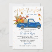 Invitation Automne Citrouille Bleu Camion Baby shower d'autom (Devant)