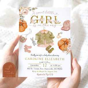 Invitation Automne Citrouille Bohemian Vêtements Baby shower 