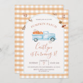 Invitation Automne Citrouille Camion Patch 8e fête d'annivers (Devant / Derrière)