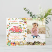 Invitation Automne Citrouille Camion photo Anniversaire Invit (Debout devant)