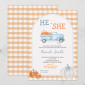 Invitation Automne Citrouille Camion Révélation de genre Invi (Devant / Derrière)