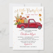 Invitation Automne Citrouille Camion rouge Baby shower d'auto (Devant)