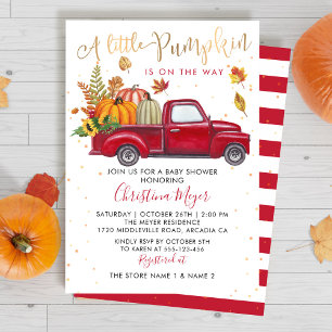 Invitation Automne Citrouille Camion rouge Baby shower d'auto