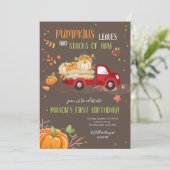 Invitation Automne Citrouille Camion Rouge Orange Green Boy A (Debout devant)