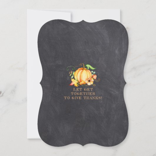 Invitation Automne Citrouille Chalkboard Thanksgiving Dîner (Dos)