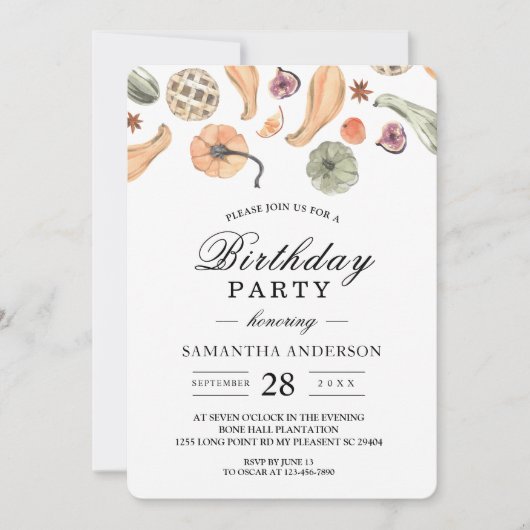 Invitation Automne Citrouille coloré moderne (Devant)