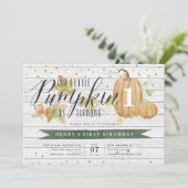 Invitation Automne Citrouille Custom Age fête d'anniversaire (Debout devant)