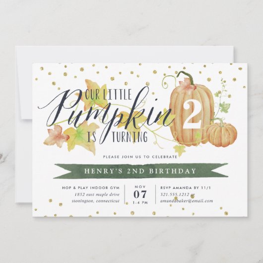 Invitation Automne Citrouille Custom Age fête d'anniversaire (Devant)
