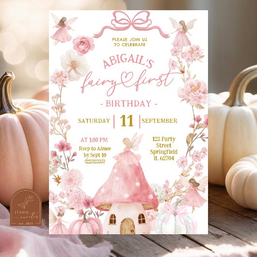 Invitation Automne Citrouille Fairy Premier anniversaire