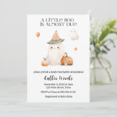 Invitation Automne Citrouille Fantôme  Baby shower (Debout devant)