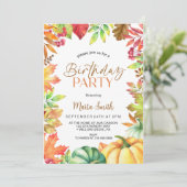 Invitation Automne citrouille fête d'anniversaire (Debout devant)