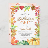 Invitation Automne citrouille fête d'anniversaire (Devant / Derrière)