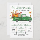 Invitation Automne Citrouille Feuille Camion Vert Automne Ann (Devant)