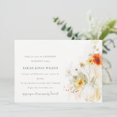 Invitation Automne `Citrouille Fleur sauvage Aquarelle Annive (Debout devant)