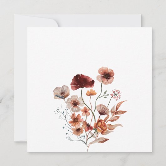 Invitation Automne Citrouille Fleur sauvage Aquarelle Bébé sa (Dos)