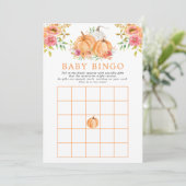 Invitation Automne Citrouille Floral Baby shower Jeu de Bingo (Debout devant)
