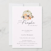 Invitation Automne Citrouille Floral Baby shower pourpre (Devant)