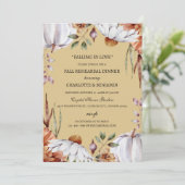 Invitation Automne Citrouille Floral Dîner de répétition (Debout devant)