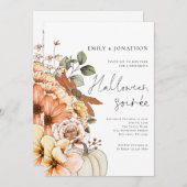Invitation Automne Citrouille floral Script Halloween Party (Devant / Derrière)
