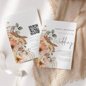 Invitation Automne Citrouille floral Script QR Code Mariage I