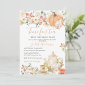 Invitation Automne Citrouille Floral Temps pour la Fête des m (Debout devant)