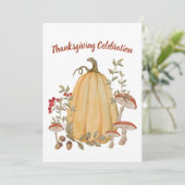 Invitation Automne Citrouille Floral Thanksgiving automne (Debout devant)