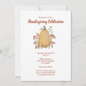 Invitation Automne Citrouille Floral Thanksgiving automne (Dos)