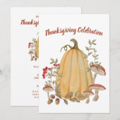 Invitation Automne Citrouille Floral Thanksgiving automne (Devant / Derrière)