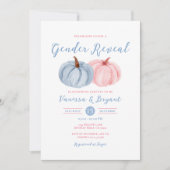 Invitation Automne Citrouille Genre Révéler rose et bleu Flor (Devant)