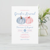 Invitation Automne Citrouille Genre Révéler rose et bleu Flor (Debout devant)