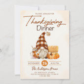 Invitation Automne Citrouille Gnomes Thanksgiving Dîner (Devant)