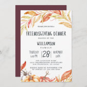 Invitation Automne Citrouille Golden Foliing Friendsgiving Dî (Devant / Derrière)