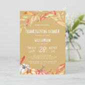 Invitation Automne Citrouille Golden Foliing Thanksgiving Dîn (Debout devant)