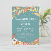 Invitation Automne Citrouille Golden Foliing Thanksgiving Dîn (Debout devant)