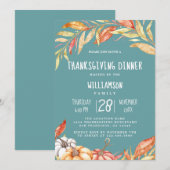 Invitation Automne Citrouille Golden Foliing Thanksgiving Dîn (Devant / Derrière)