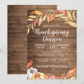 Invitation Automne Citrouille Golden Foliing Thanksgiving Dîn (Devant / Derrière)