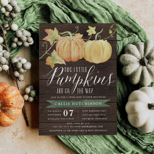 Invitation Automne Citrouille Jumeaux Baby Shower
